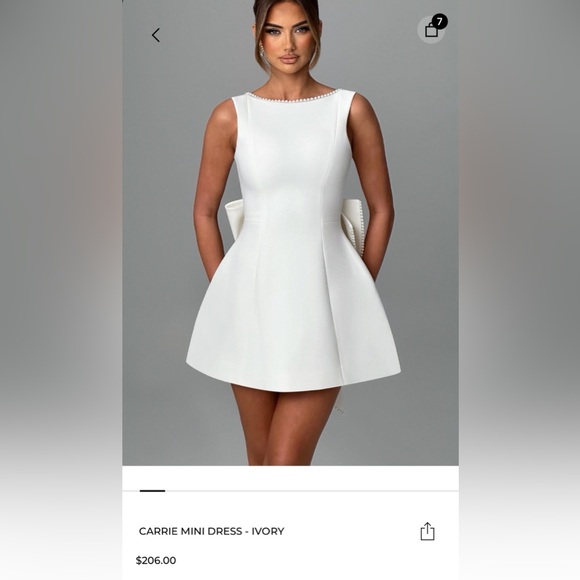 BABYBOO Carrie Chic White removable Bow Mini Dress wedding graduation prom - Picture 3 of 7